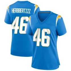Women's McCallan Castles Los Angeles Chargers No.46 Game Powder Alternate Jersey - Blue