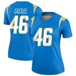 Women's McCallan Castles Los Angeles Chargers No.46 Legend Powder Jersey - Blue