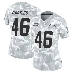 Women's McCallan Castles Los Angeles Chargers No.46 Limited 2024 Salute to Service Jersey - Arctic Camo