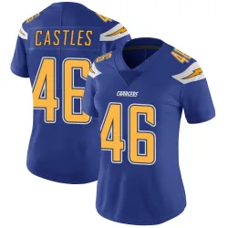 Women's McCallan Castles Los Angeles Chargers No.46 Limited Color Rush Vapor Untouchable Jersey - Royal