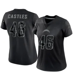 Women's McCallan Castles Los Angeles Chargers No.46 Limited Reflective Jersey - Black
