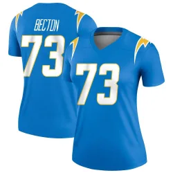 Women's Mekhi Becton Los Angeles Chargers No.73 Legend Powder Jersey - Blue