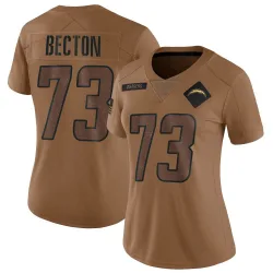 Women's Mekhi Becton Los Angeles Chargers No.73 Limited 2023 Salute To Service Jersey - Brown