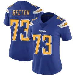 Women's Mekhi Becton Los Angeles Chargers No.73 Limited Color Rush Vapor Untouchable Jersey - Royal