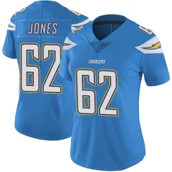 Women's Nash Jones Los Angeles Chargers No.62 Limited Powder Vapor Untouchable Alternate Jersey - Blue