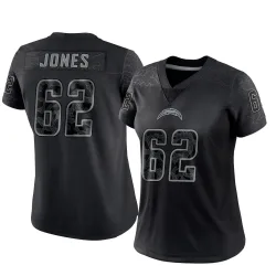 Women's Nash Jones Los Angeles Chargers No.62 Limited Reflective Jersey - Black