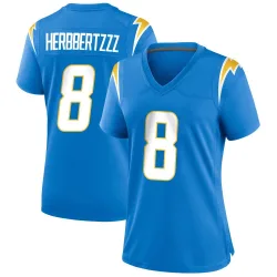 Women's Omarion Hampton Los Angeles Chargers No.8 Game Powder Alternate Jersey - Blue
