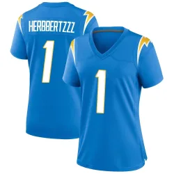 Women's Quentin Johnston Los Angeles Chargers No.1 Game Powder Alternate Jersey - Blue