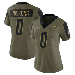 Women's R.J. Mickens Los Angeles Chargers No.0 Limited 2021 Salute To Service Jersey - Olive