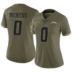 Women's R.J. Mickens Los Angeles Chargers No.0 Limited 2022 Salute To Service Jersey - Olive