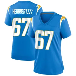 Women's Savion Washington Los Angeles Chargers No.67 Game Powder Alternate Jersey - Blue