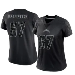 Women's Savion Washington Los Angeles Chargers No.67 Limited Reflective Jersey - Black