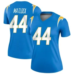 Women's Scott Matlock Los Angeles Chargers No.44 Legend Powder Jersey - Blue