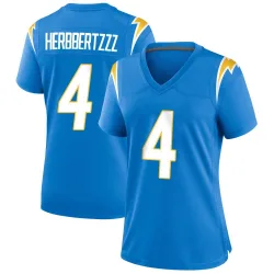 Women's Taylor Heinicke Los Angeles Chargers No.4 Game Powder Alternate Jersey - Blue
