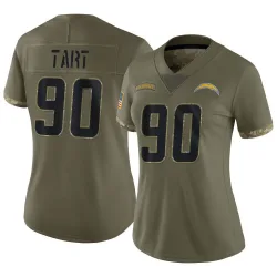 Women's Teair Tart Los Angeles Chargers No.90 Limited 2022 Salute To Service Jersey - Olive