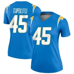 Women's Tuli Tuipulotu Los Angeles Chargers No.45 Legend Powder Jersey - Blue