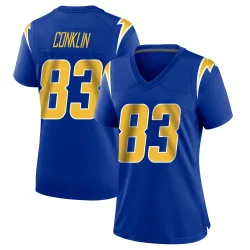Women's Tyler Conklin Los Angeles Chargers No.83 Game 2nd Alternate Jersey - Royal