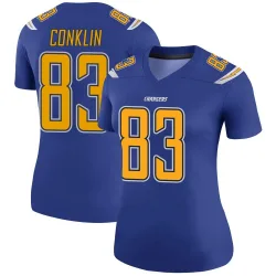 Women's Tyler Conklin Los Angeles Chargers No.83 Legend Color Rush Jersey - Royal