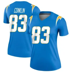 Women's Tyler Conklin Los Angeles Chargers No.83 Legend Powder Jersey - Blue