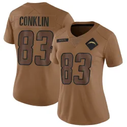 Women's Tyler Conklin Los Angeles Chargers No.83 Limited 2023 Salute To Service Jersey - Brown