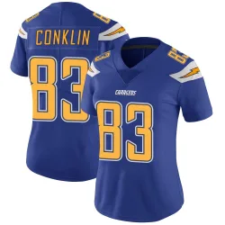Women's Tyler Conklin Los Angeles Chargers No.83 Limited Color Rush Vapor Untouchable Jersey - Royal