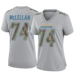 Women's Tyler McLellan Los Angeles Chargers No.74 Game Atmosphere Fashion Jersey - Gray