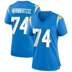 Women's Tyler McLellan Los Angeles Chargers No.74 Game Powder Alternate Jersey - Blue