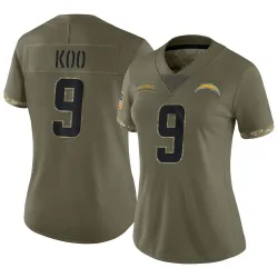 Women's Younghoe Koo Los Angeles Chargers No.9 Limited 2022 Salute To Service Jersey - Olive