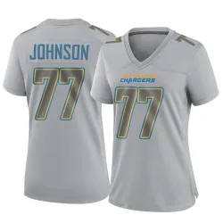 Women's Zion Johnson Los Angeles Chargers No.77 Game Atmosphere Fashion Jersey - Gray