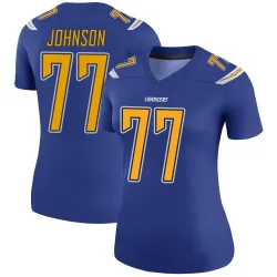 Women's Zion Johnson Los Angeles Chargers No.77 Legend Color Rush Jersey - Royal