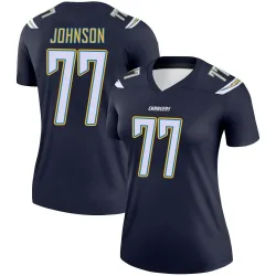 Women's Zion Johnson Los Angeles Chargers No.77 Legend Jersey - Navy