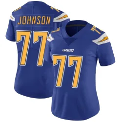 Women's Zion Johnson Los Angeles Chargers No.77 Limited Color Rush Vapor Untouchable Jersey - Royal
