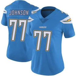 Women's Zion Johnson Los Angeles Chargers No.77 Limited Powder Vapor Untouchable Alternate Jersey - Blue