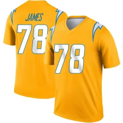 Youth Andre James Los Angeles Chargers No.78 Legend Inverted Jersey - Gold