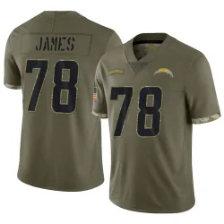 Youth Andre James Los Angeles Chargers No.78 Limited 2022 Salute To Service Jersey - Olive