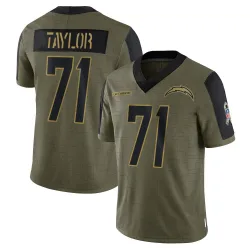 Youth Branson Taylor Los Angeles Chargers No.71 Limited 2021 Salute To Service Jersey - Olive