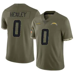 Youth Daiyan Henley Los Angeles Chargers No.0 Limited 2022 Salute To Service Jersey - Olive