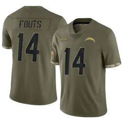 Youth Dan Fouts Los Angeles Chargers No.14 Limited 2022 Salute To Service Jersey - Olive