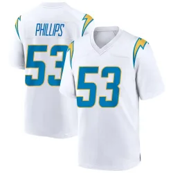 Youth Del'Shawn Phillips Los Angeles Chargers No.53 Game Jersey - White