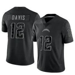 Youth Derius Davis Los Angeles Chargers No.12 Limited Reflective Jersey - Black