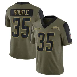 Youth Dicaprio Bootle Los Angeles Chargers No.35 Limited 2021 Salute To Service Jersey - Olive