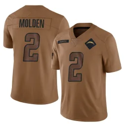 Youth Elijah Molden Los Angeles Chargers No.2 Limited 2023 Salute To Service Jersey - Brown