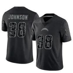 Youth Emany Johnson Los Angeles Chargers No.38 Limited Reflective Jersey - Black