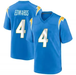 Youth Gus Edwards Los Angeles Chargers No.4 Game Powder Alternate Jersey - Blue