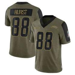 Youth Hayden Hurst Los Angeles Chargers No.88 Limited 2021 Salute To Service Jersey - Olive
