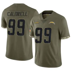 Youth Jamaree Caldwell Los Angeles Chargers No.99 Limited 2022 Salute To Service Jersey - Olive