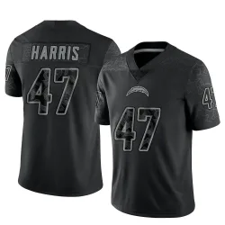 Youth Josh Harris Los Angeles Chargers No.47 Limited Reflective Jersey - Black