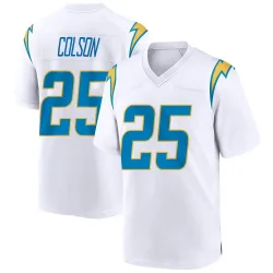 Youth Junior Colson Los Angeles Chargers No.25 Game Jersey - White