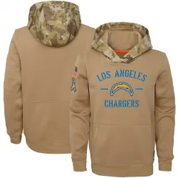 Youth Los Angeles Chargers No. Khaki 2019 Salute to Service Therma Pullover Hoodie
