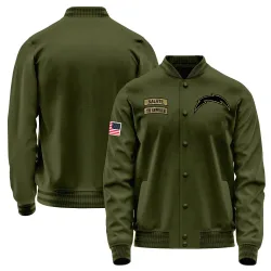 Youth Los Angeles Chargers No. Salute to Service Sideline Performance Jacket - Olive